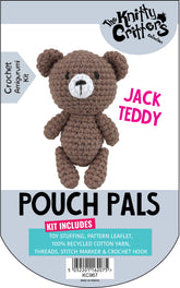 Knitty Critters - Pouch Pals I Jack Teddy | DIY Amigurumi Crochet Kit